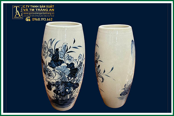 Bình hoa dáng bom hoa sen men rạn